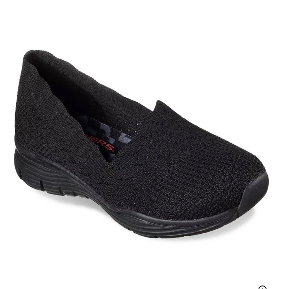 SKECHERS WOMEN SEAGER-STAT MEMORY FOAM  SLIP-ON SHOES Black Womens Size 7 Unworn